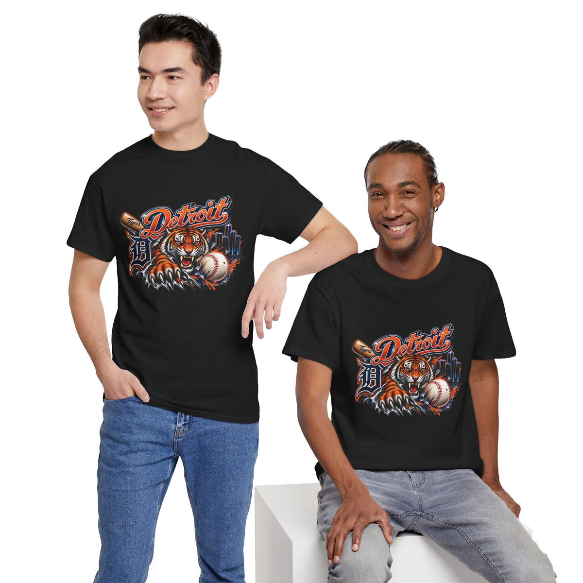 Detroit Tiger Baseball T-Shirt | Detroit skyline, claw marks