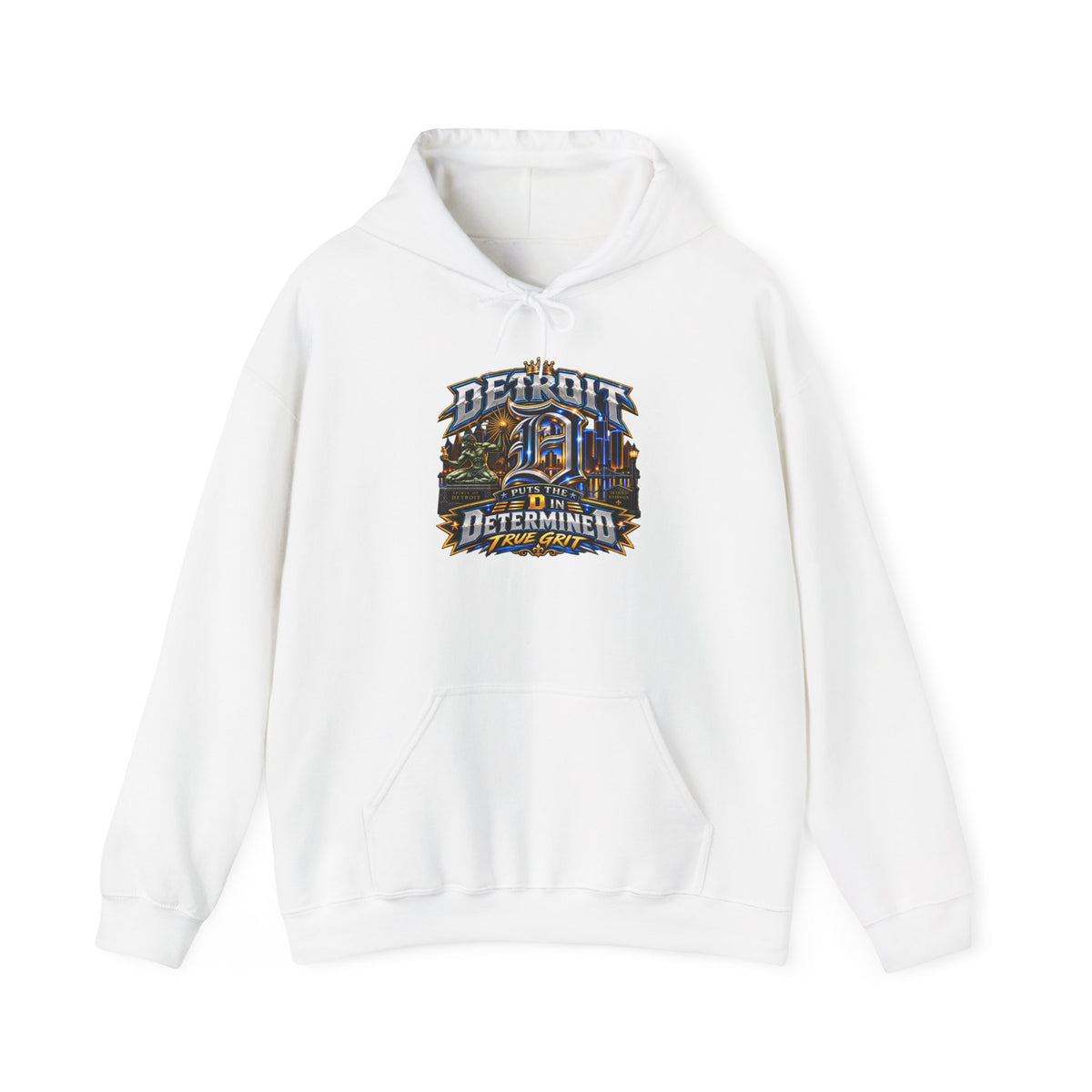 Detroit skyline determined slogan Hoodie | Motor City vintage style