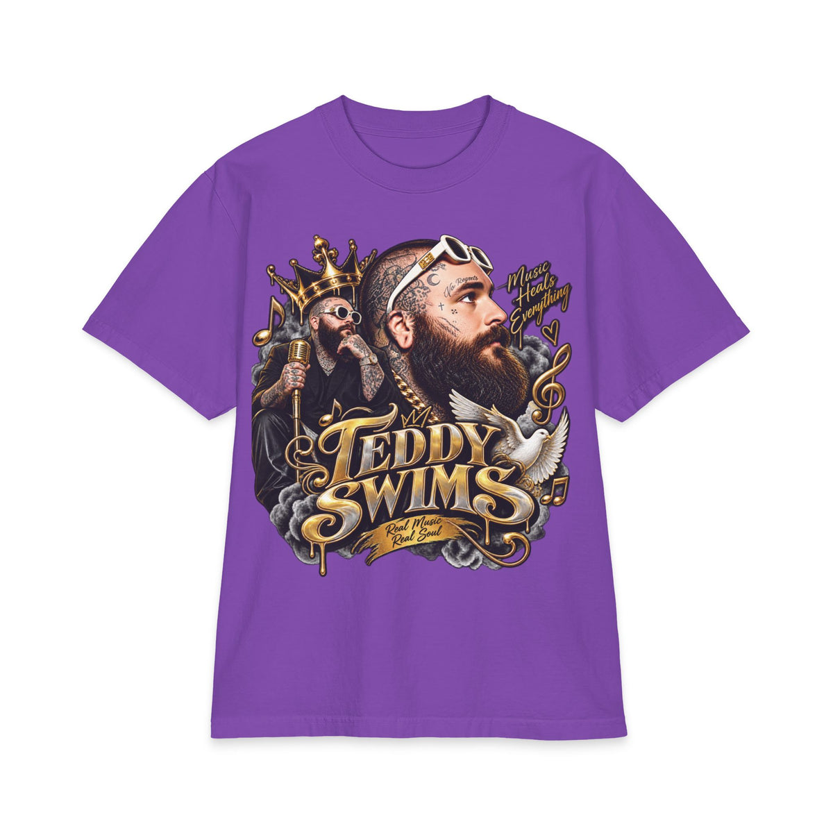 Teddy Swims Portrait T-Shirt | Vintage Crowned Singer Graphic Tee