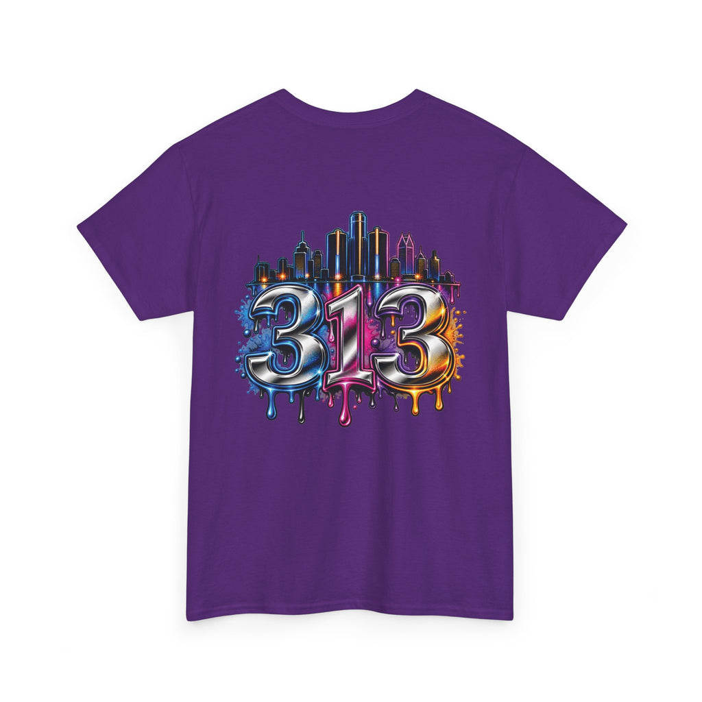 Detroit Script Tee | 313 Drip Skyline T-Shirt