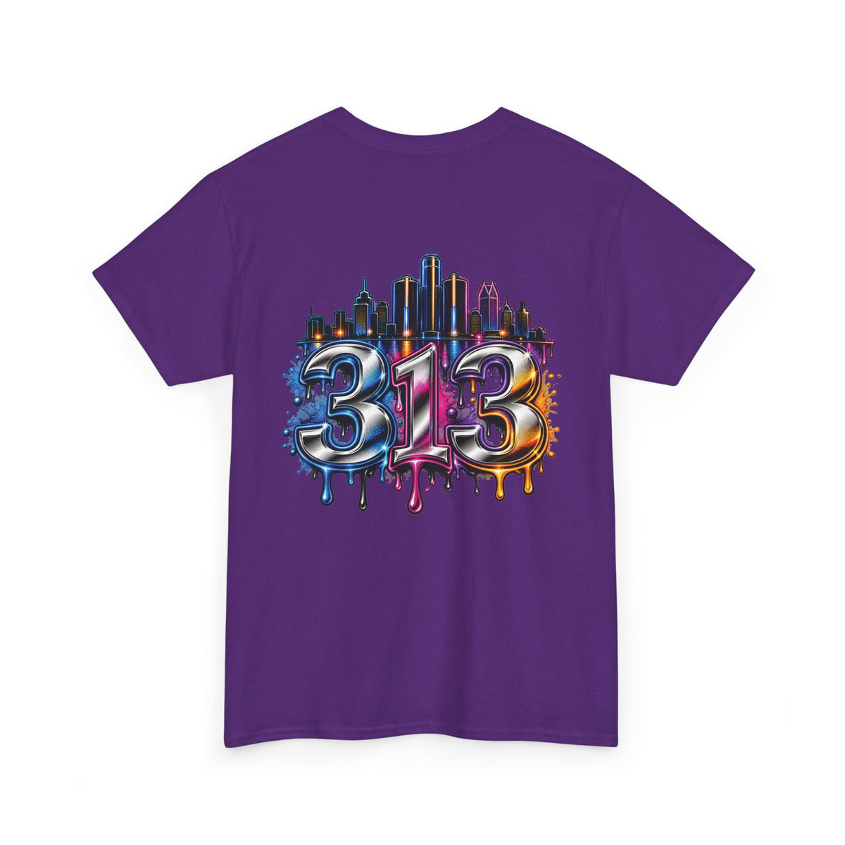 Detroit Script Tee | 313 Drip Skyline T-Shirt