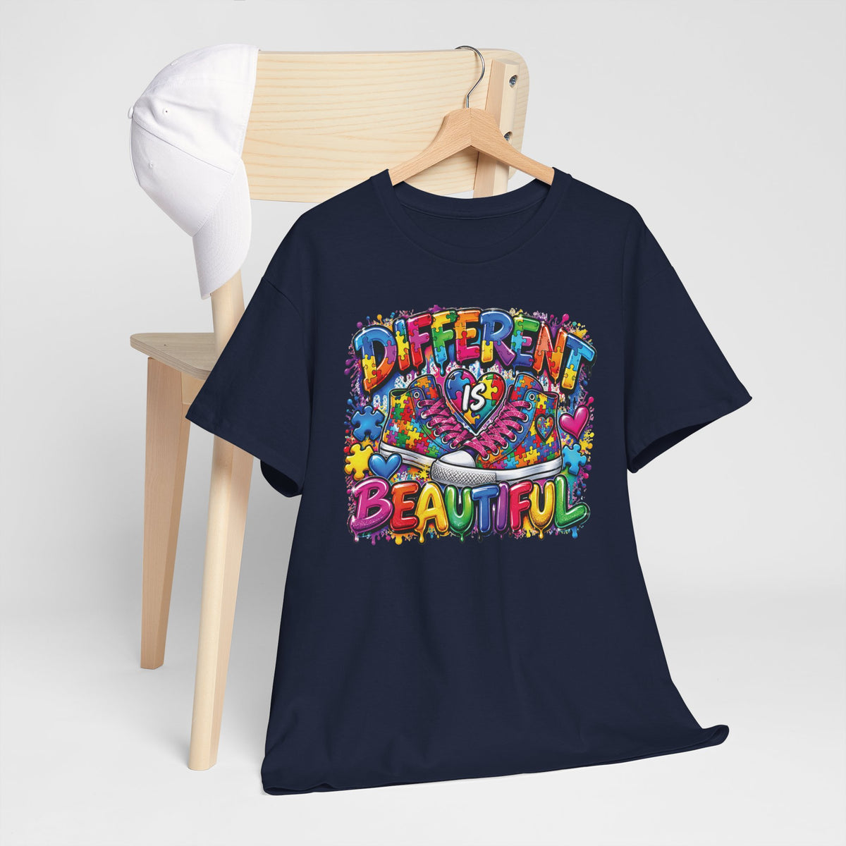 Autism Different Is Beautiful T-Shirt | Colorful Rainbow Graffiti Design