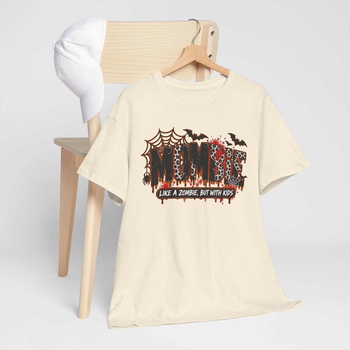 Mombie Mom T-Shirt | Halloween mom tee, spooky bats and cobwebs