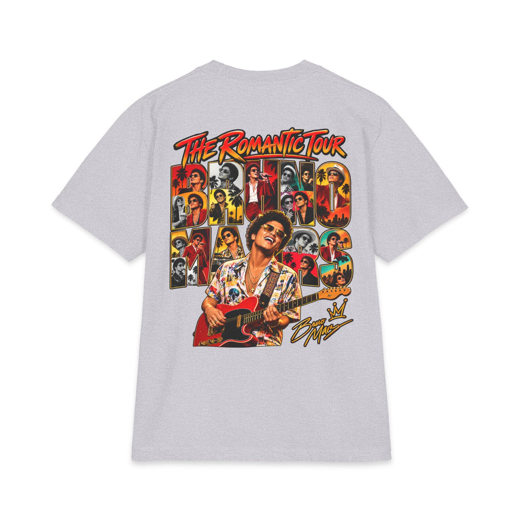 Bruno Retro Pop Singer Portrait T-Shirt | Tour Poster Back Graphic