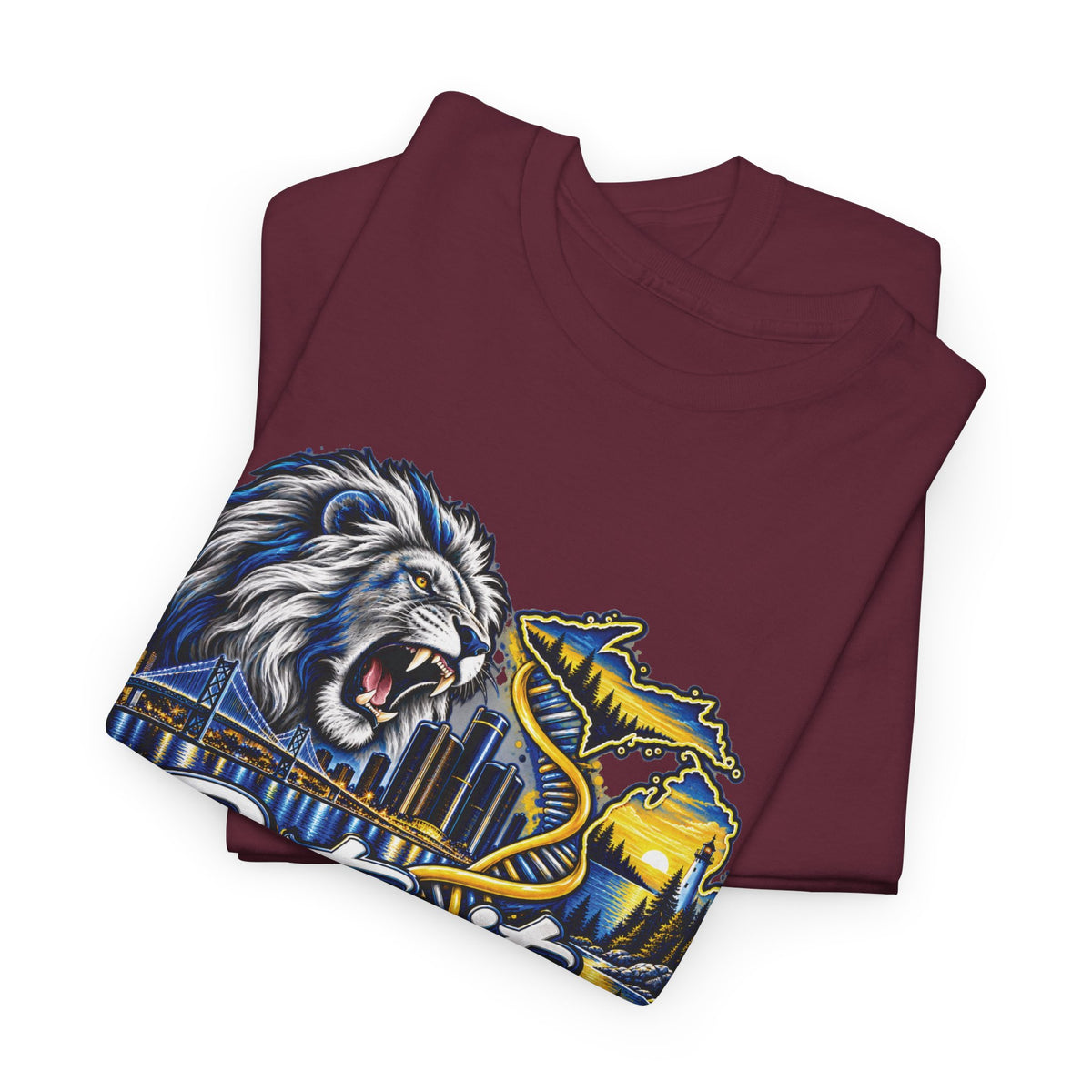 Detroit Michigan Lion Cityscape Graphic T-Shirt