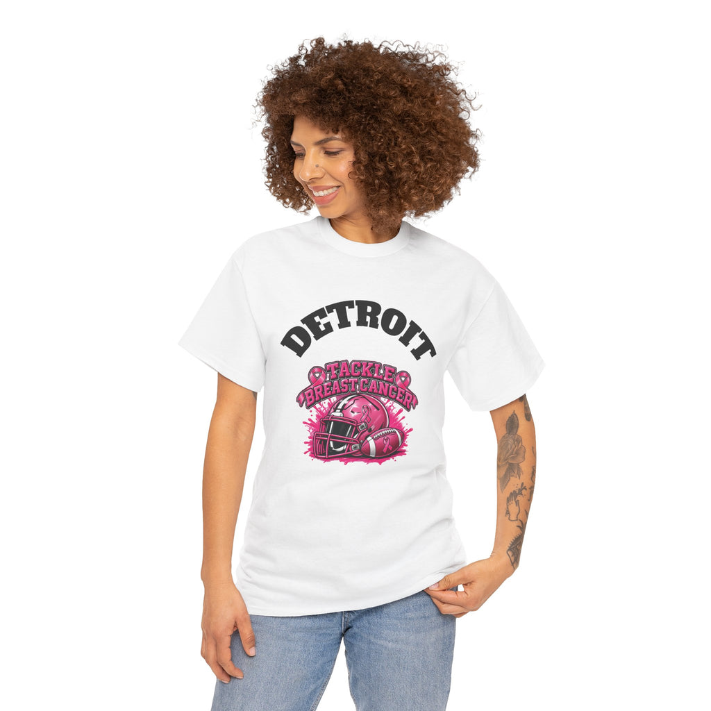 Detroit Tackle Breast Cancer Tee | Football Helmet Pink Awareness