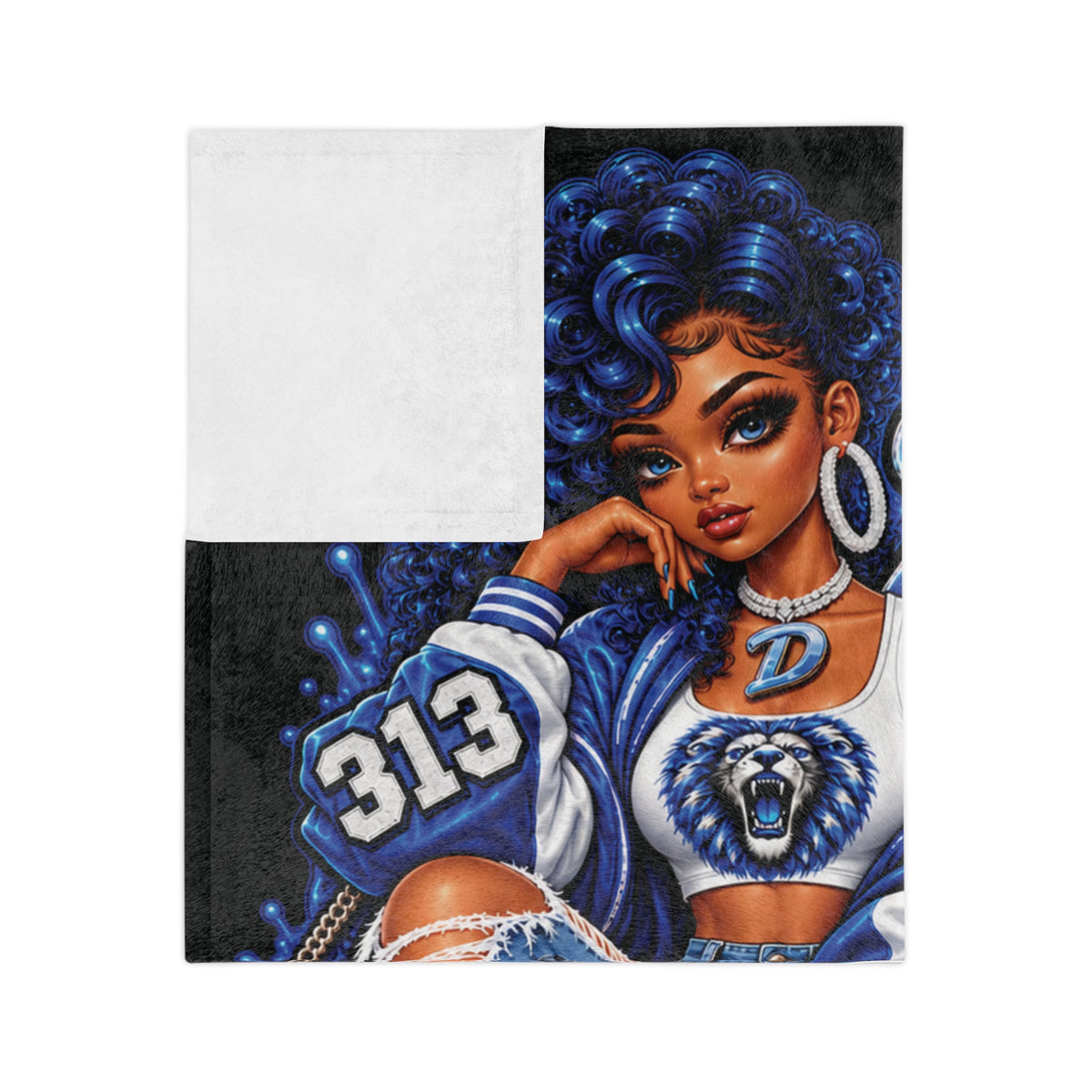 Detroit Lions Girl velveteen blanket | 313 True Grit football design
