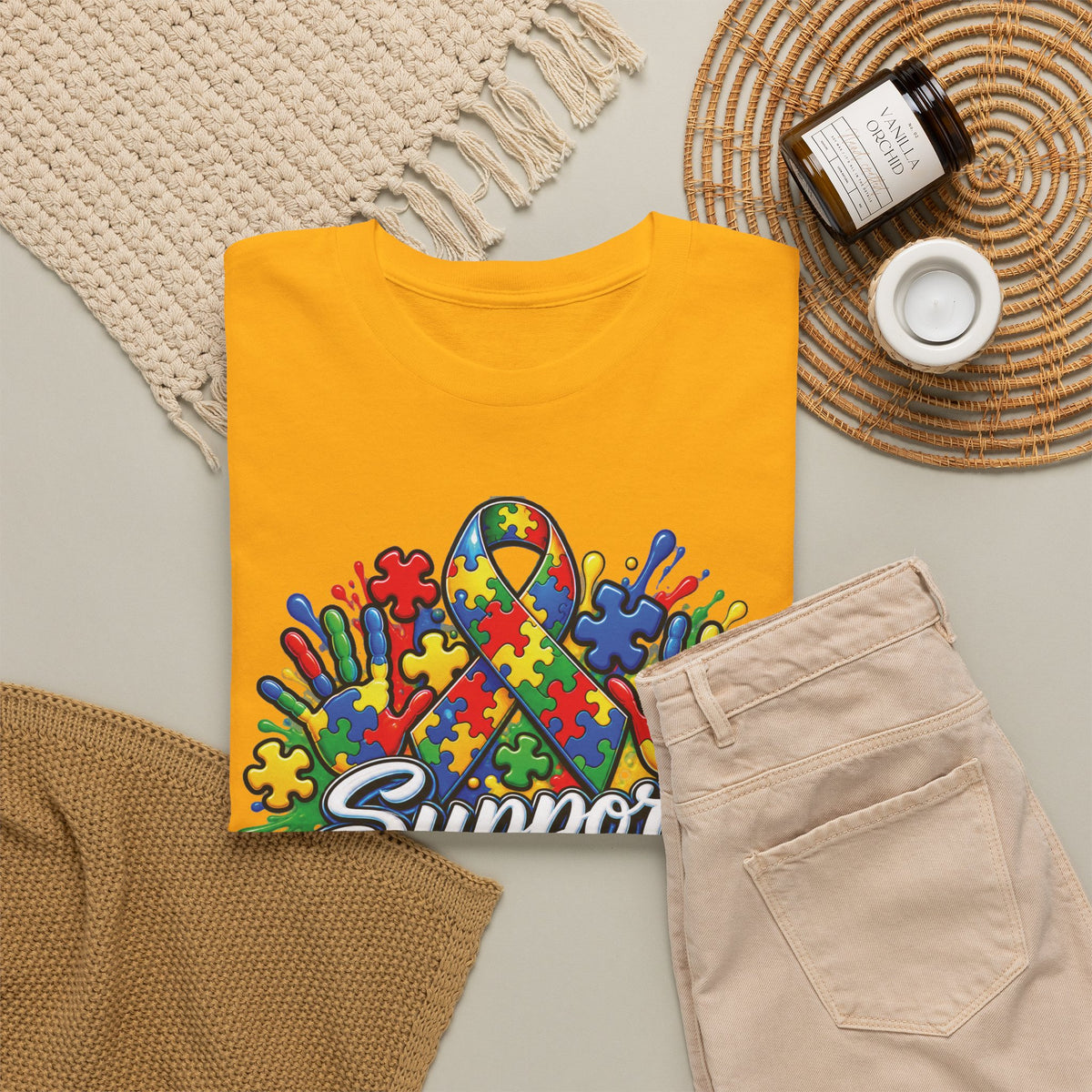 Support Squad T-Shirt | Autism Awareness Ribbon, Puzzle Heart Design