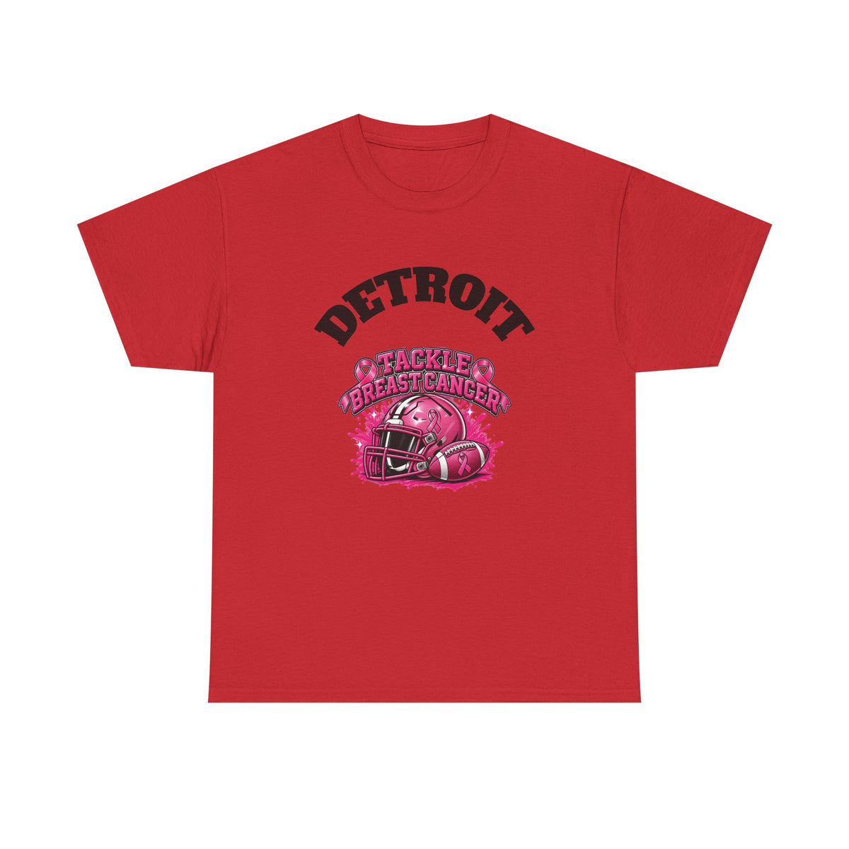 Detroit Tackle Breast Cancer Tee | Football Helmet Pink Awareness