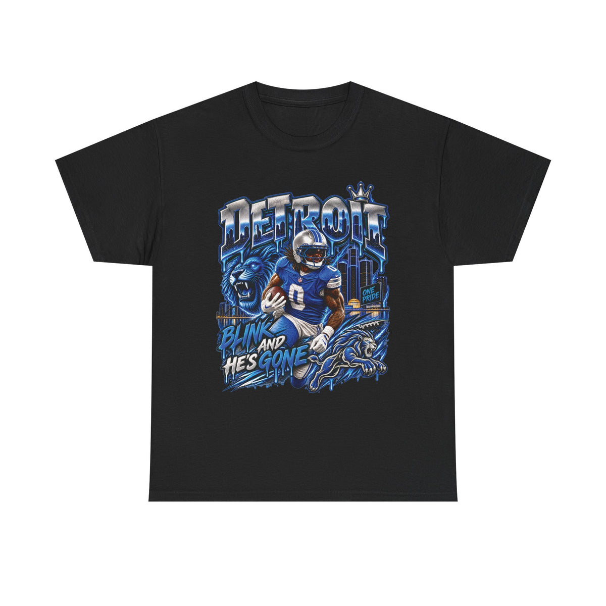 Detroit Football Player Graphic Tee | Blink And He's Gone, Lions Tribute