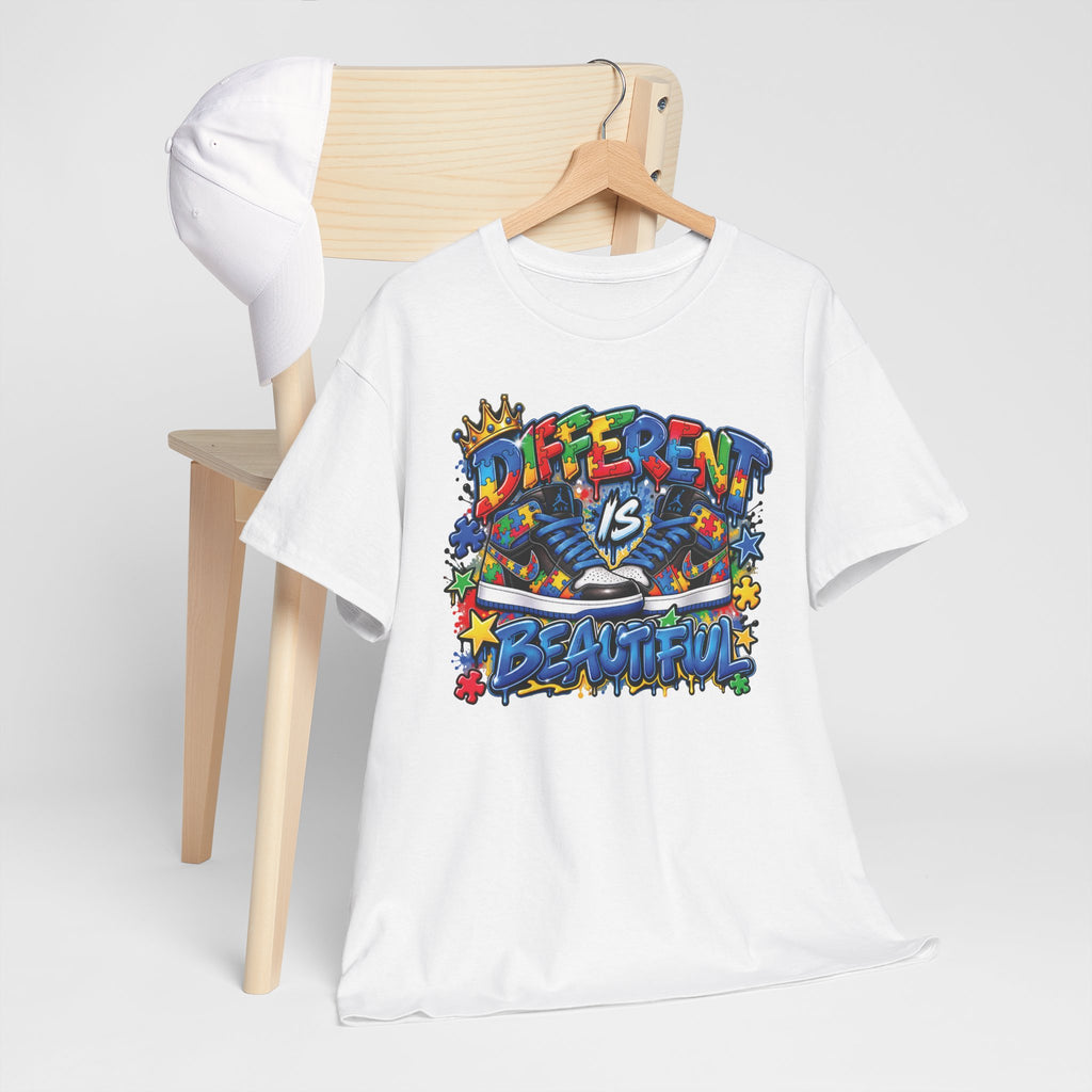 Different Is Beautiful Autism T-Shirt | Colorful Graffiti Typography