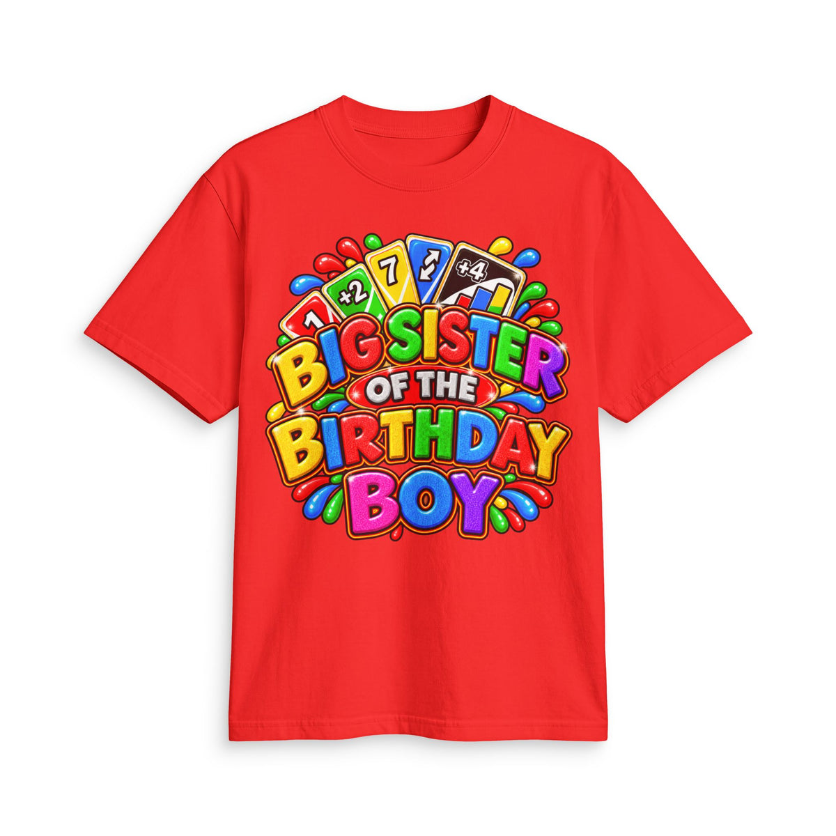 Big Sister of the Birthday Boy T-Shirt | Colorful Party Design