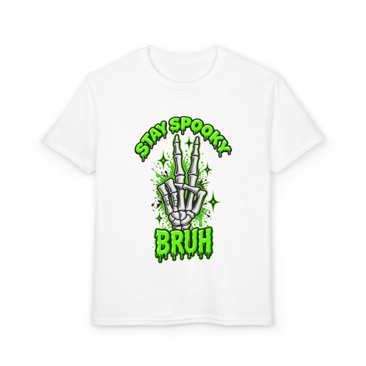 Stay Spooky Bruh T-Shirt | Skeleton Hand Halloween Graphic