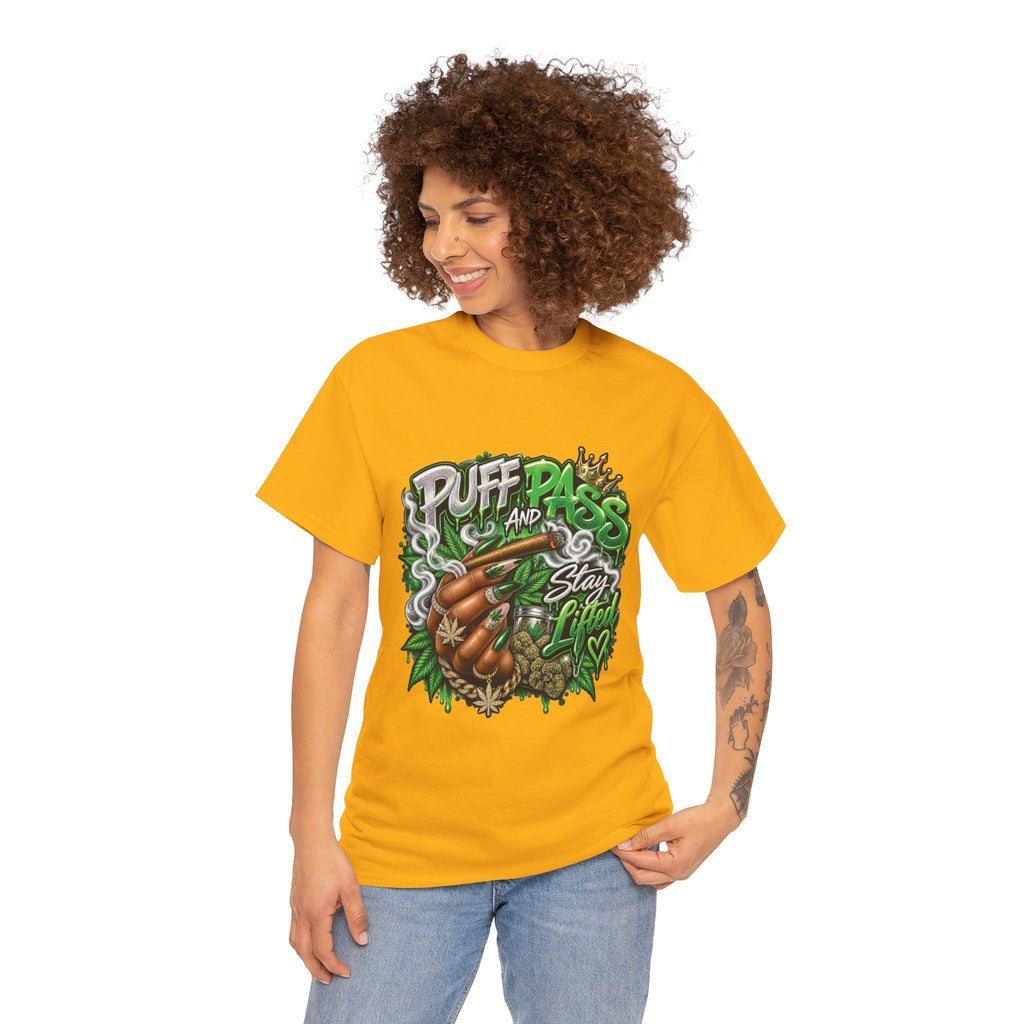 Puff and Pass Stay Lifted T-Shirt | Cannabis Leaf Graphic Tee