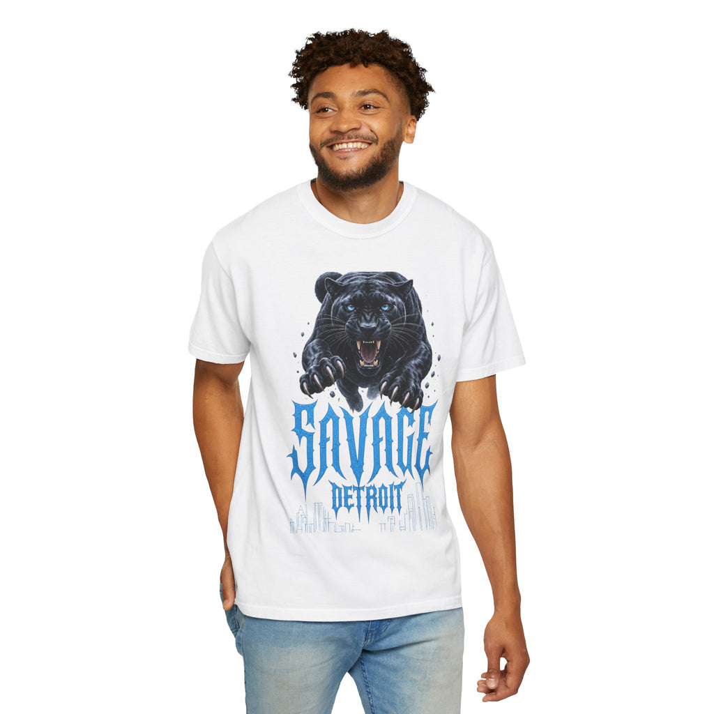 Savage Detroit Panther T-shirt | Black Panther Graphic Tee, City Skyline