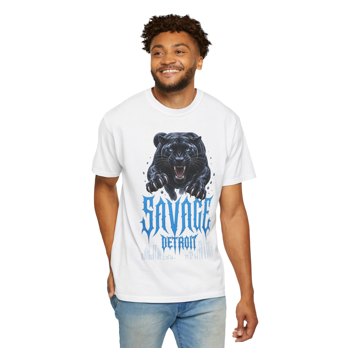 Savage Detroit Panther T-shirt | Black Panther Graphic Tee, City Skyline