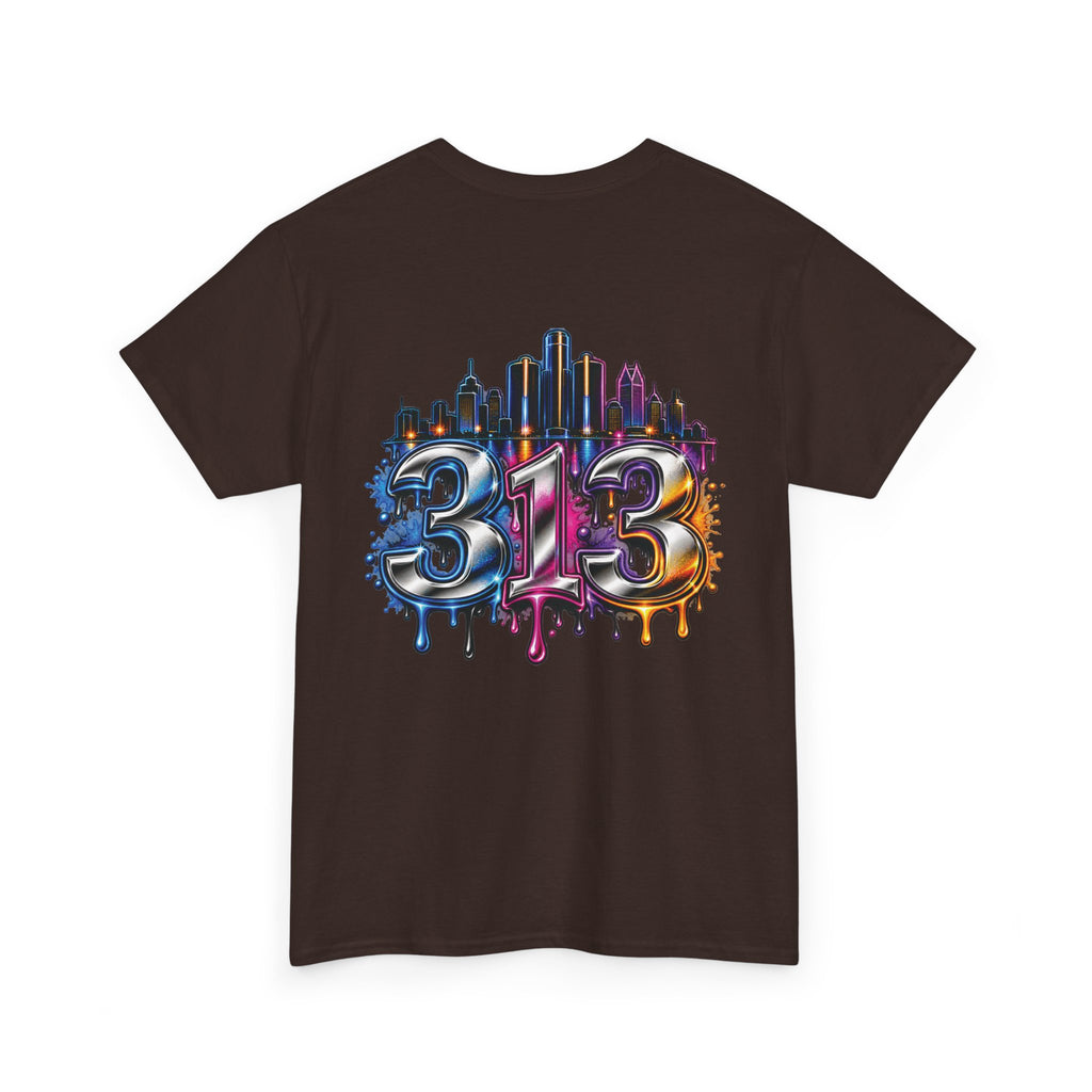 Detroit Script Tee | 313 Drip Skyline T-Shirt
