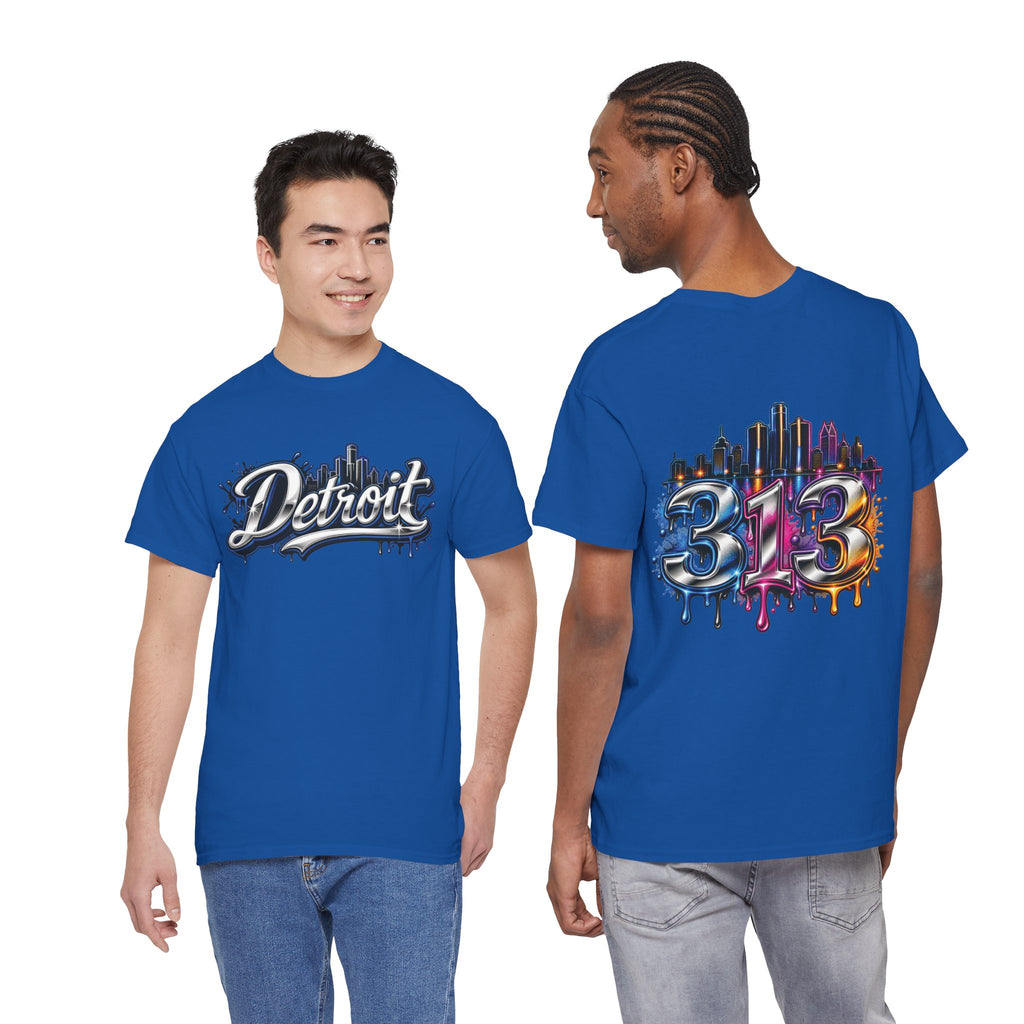 Detroit Script Tee | 313 Drip Skyline T-Shirt