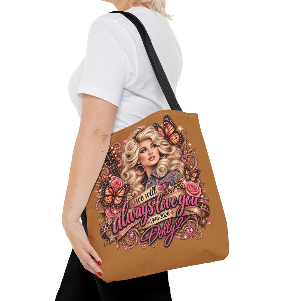 Dolly Parton portrait tote bag | 'I Will Always Love You' music lyric design