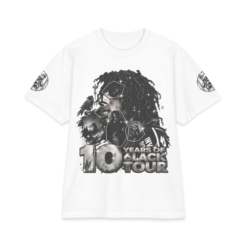 10 Years of 6lack Tour graphic T-Shirt | Number 6 back design