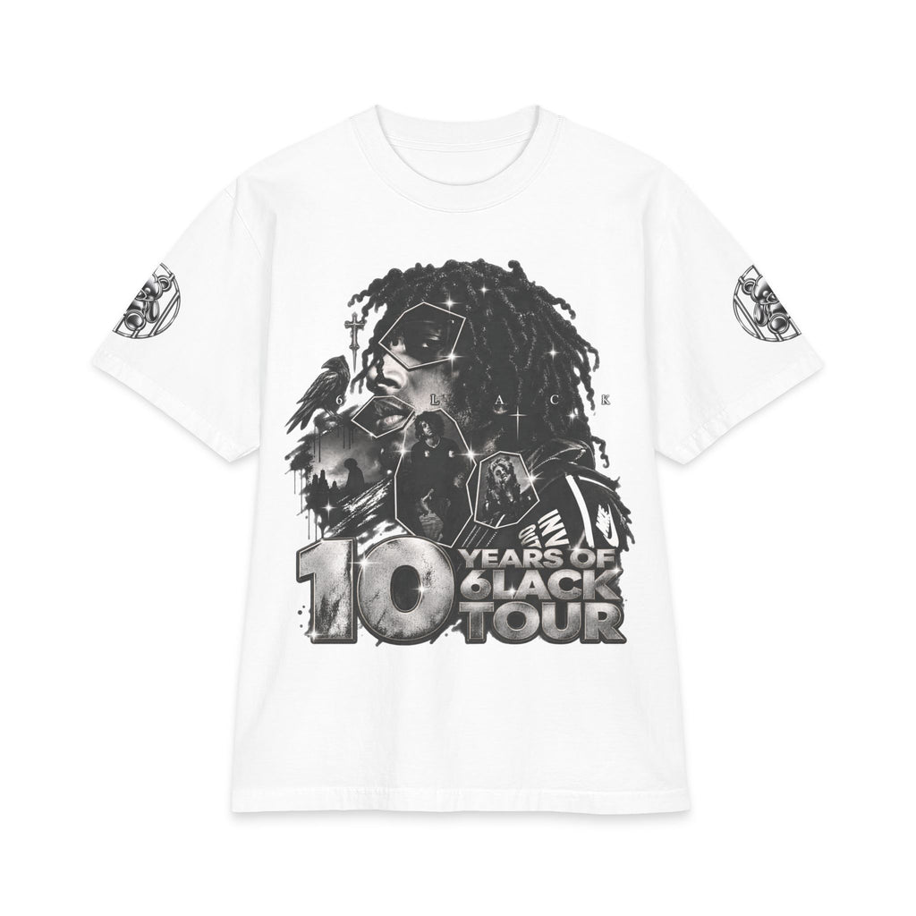 10 Years of 6lack Tour graphic T-Shirt | Number 6 back design