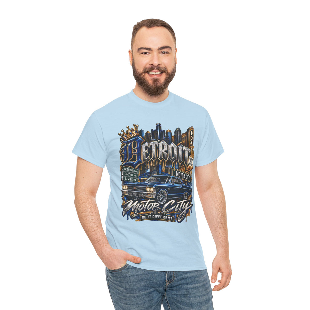 Detroit Motor City Graphic Tee | Skyline, Classic Car, Vintage Signage