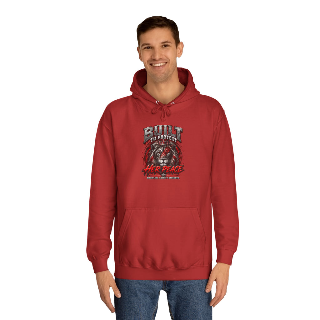 Built to Protect her Peace Couples College Hoodie