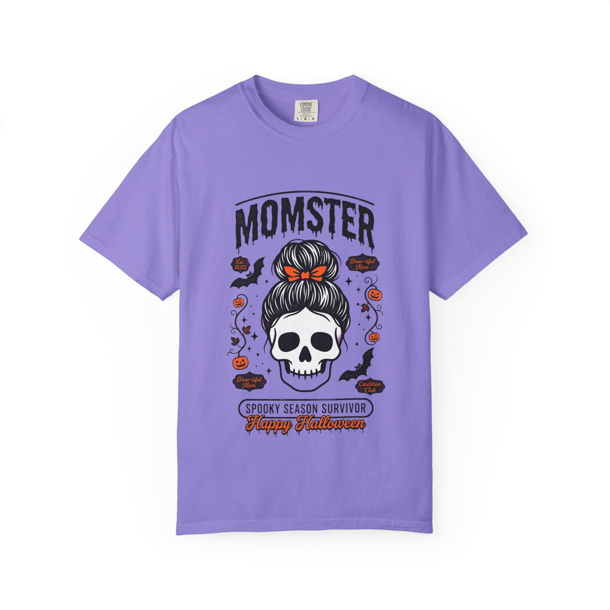 Momster Skull with Messy Bun T-shirt | Halloween Spooky Season Survivor