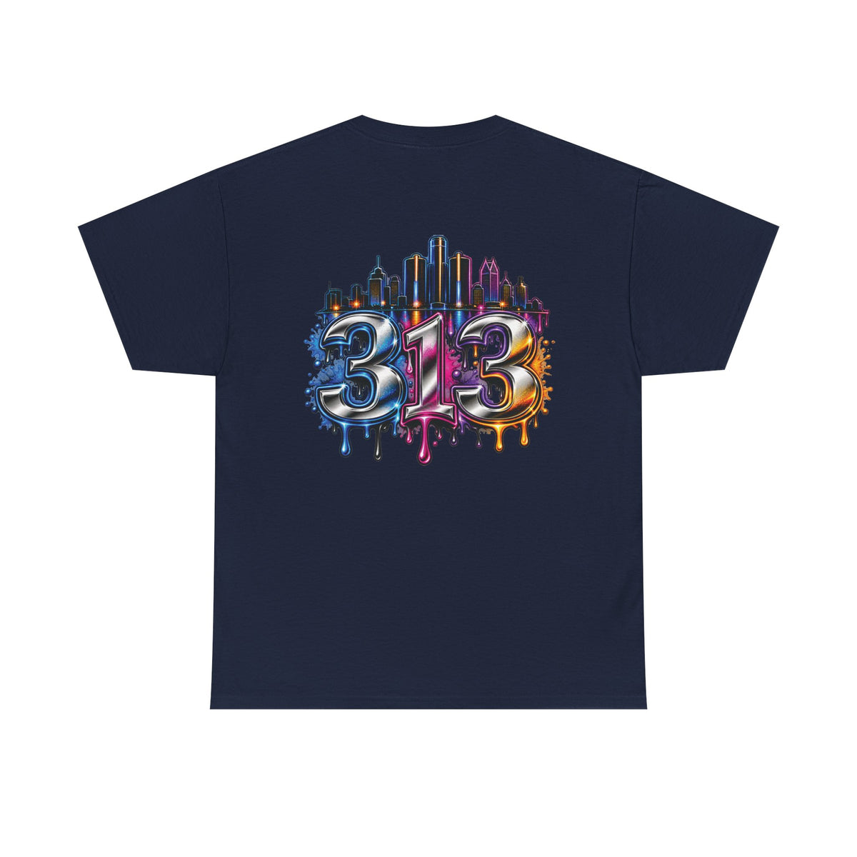 Detroit Script Tee | 313 Drip Skyline T-Shirt