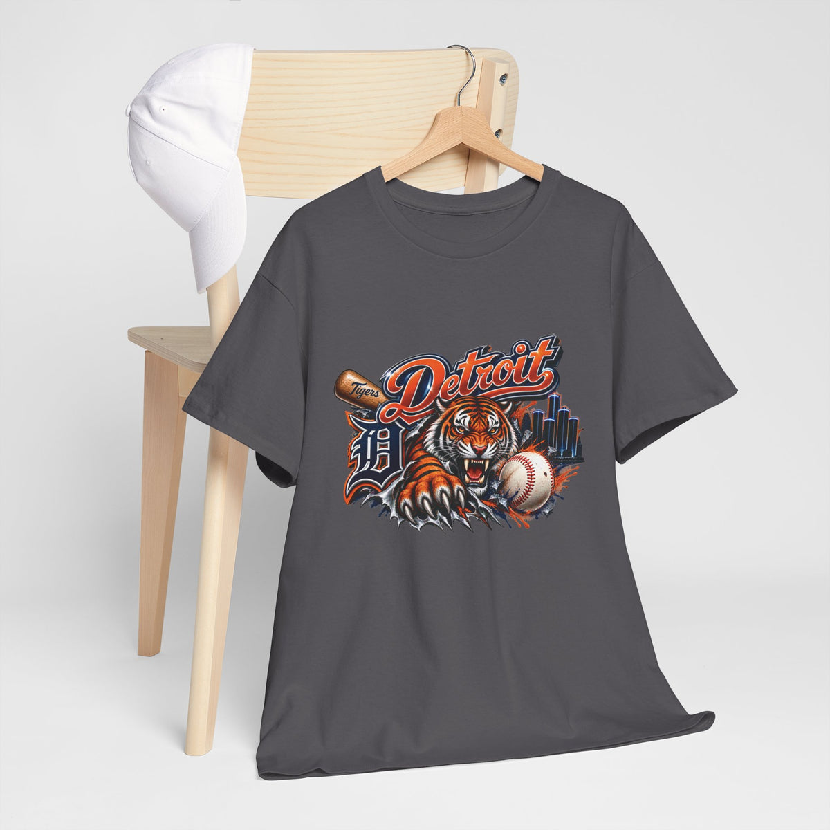 Detroit Tiger Baseball T-Shirt | Detroit skyline, claw marks