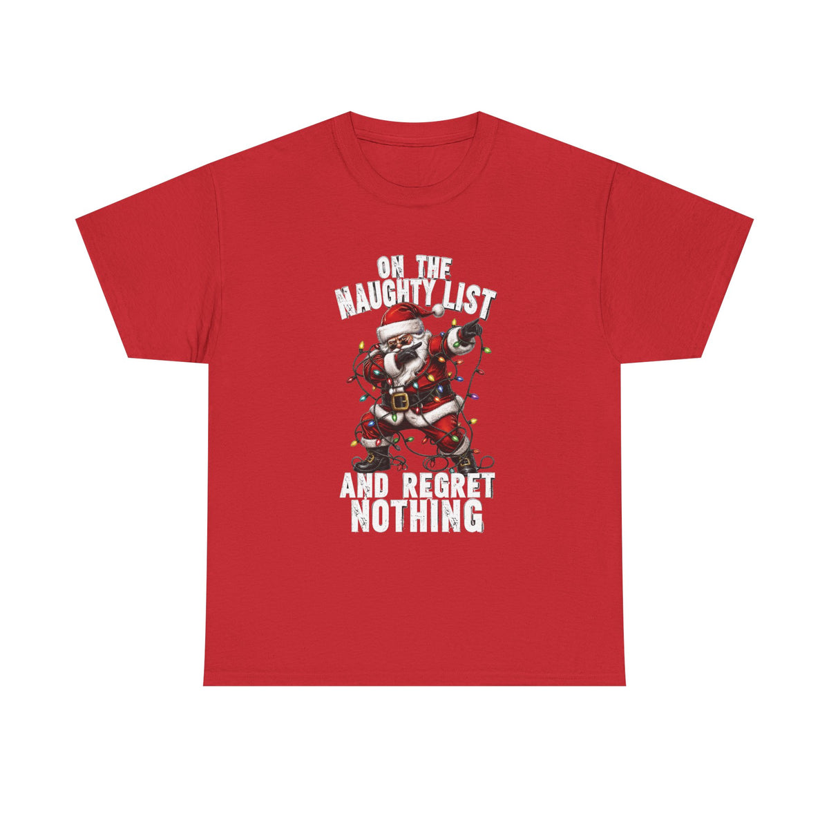 Santa Skeleton 'On the Naughty List and Regret Nothing' Tee | Christmas Punk Shirt
