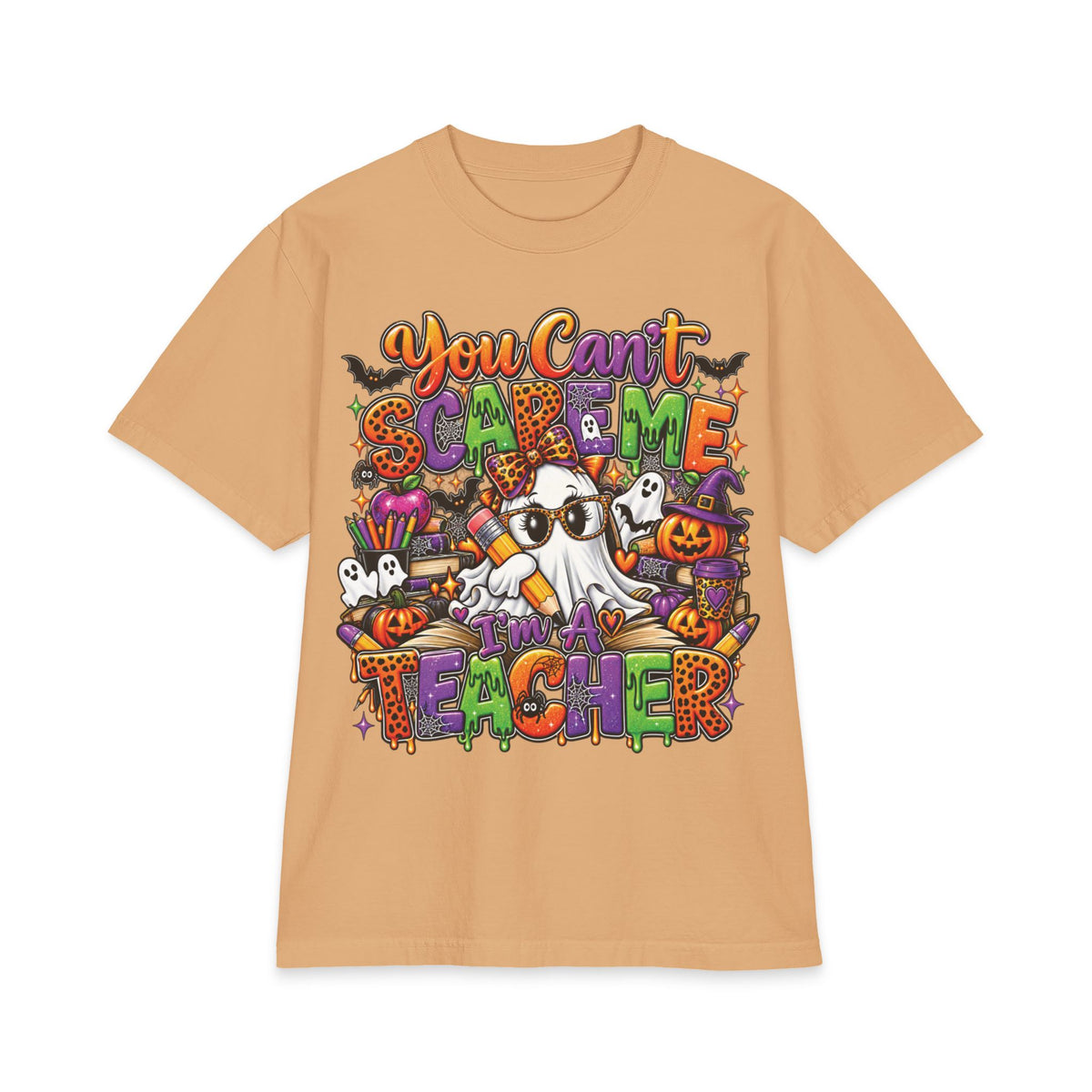 You Can't Scare Me I'm a Teacher Halloween T-Shirt | Ghosts Pumpkins Candy
