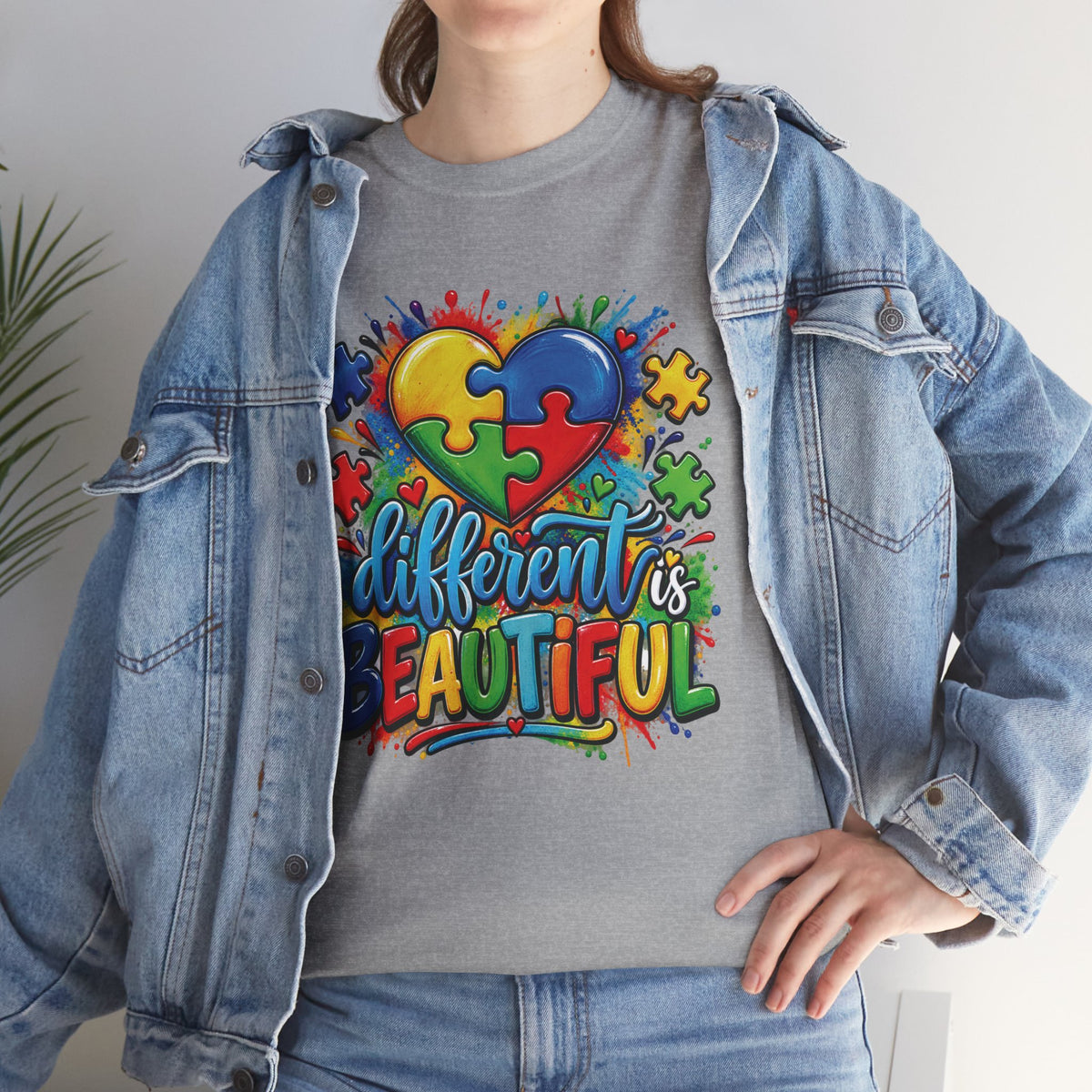 Different Is Beautiful Autism Puzzle Heart T-Shirt | Neurodiversity Awareness Tee