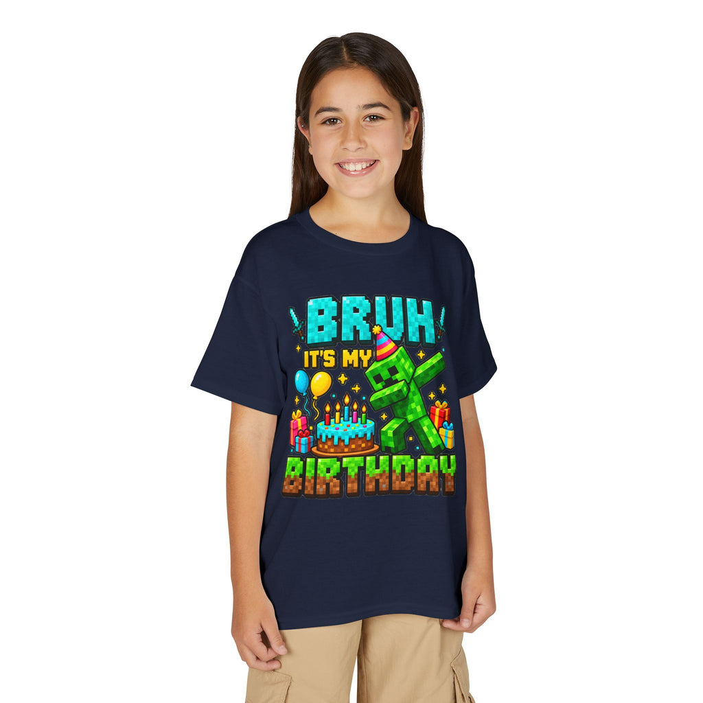 Bruh It’s My Birthday Youth T-Shirt – Pixel Gaming Birthday Shirt