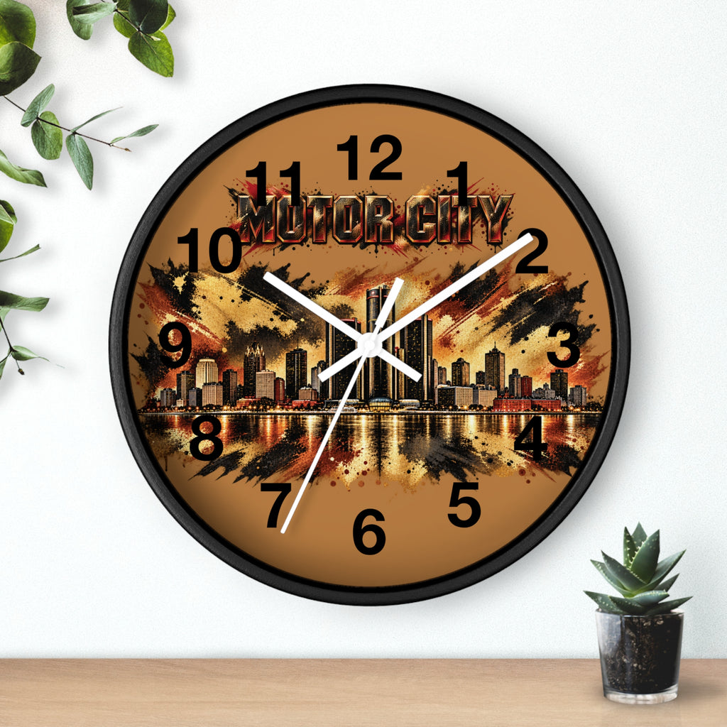 Motor City Detroit Skyline Wall Clock