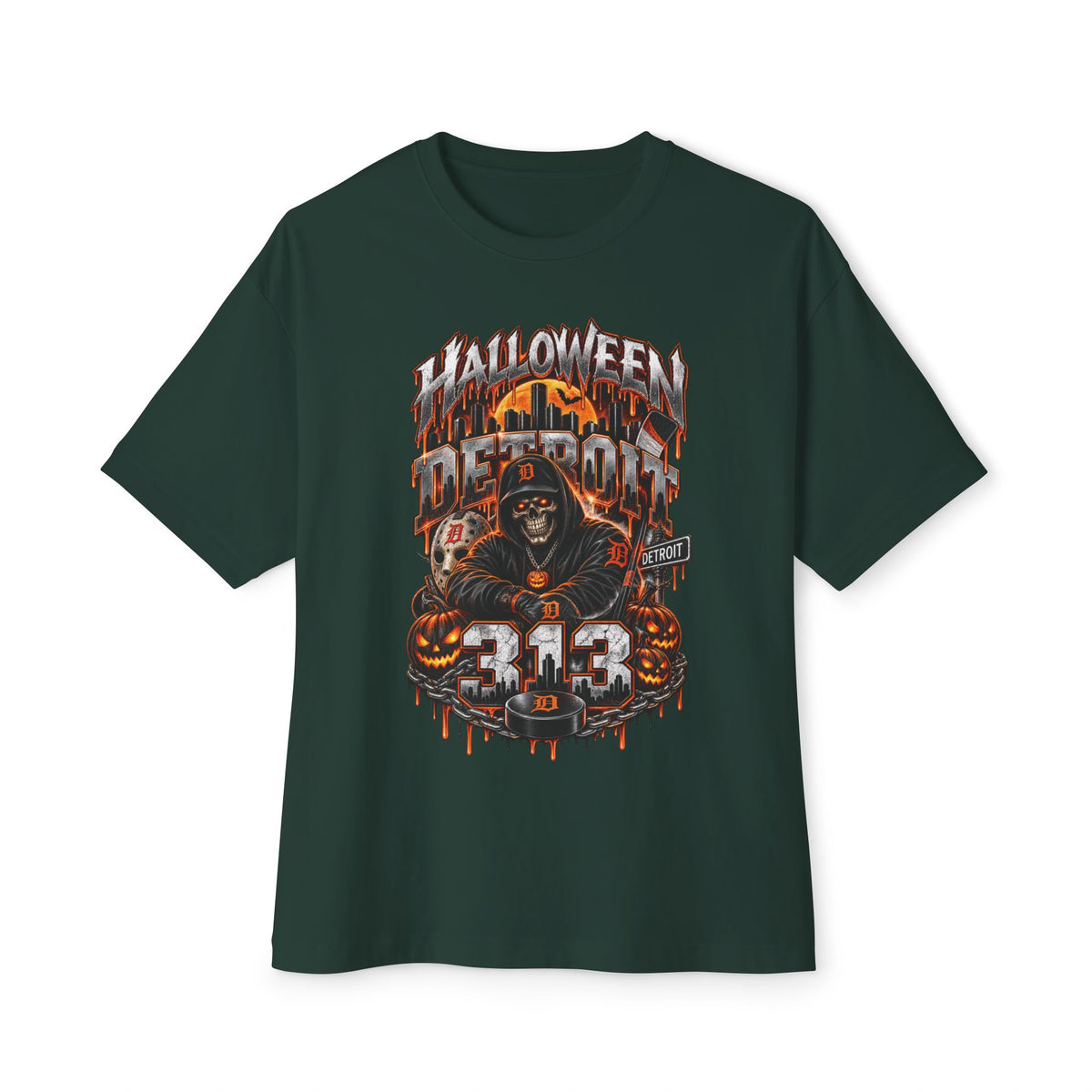 Halloween Reaper Graphic Tee | Skull Pumpkin 313 Design