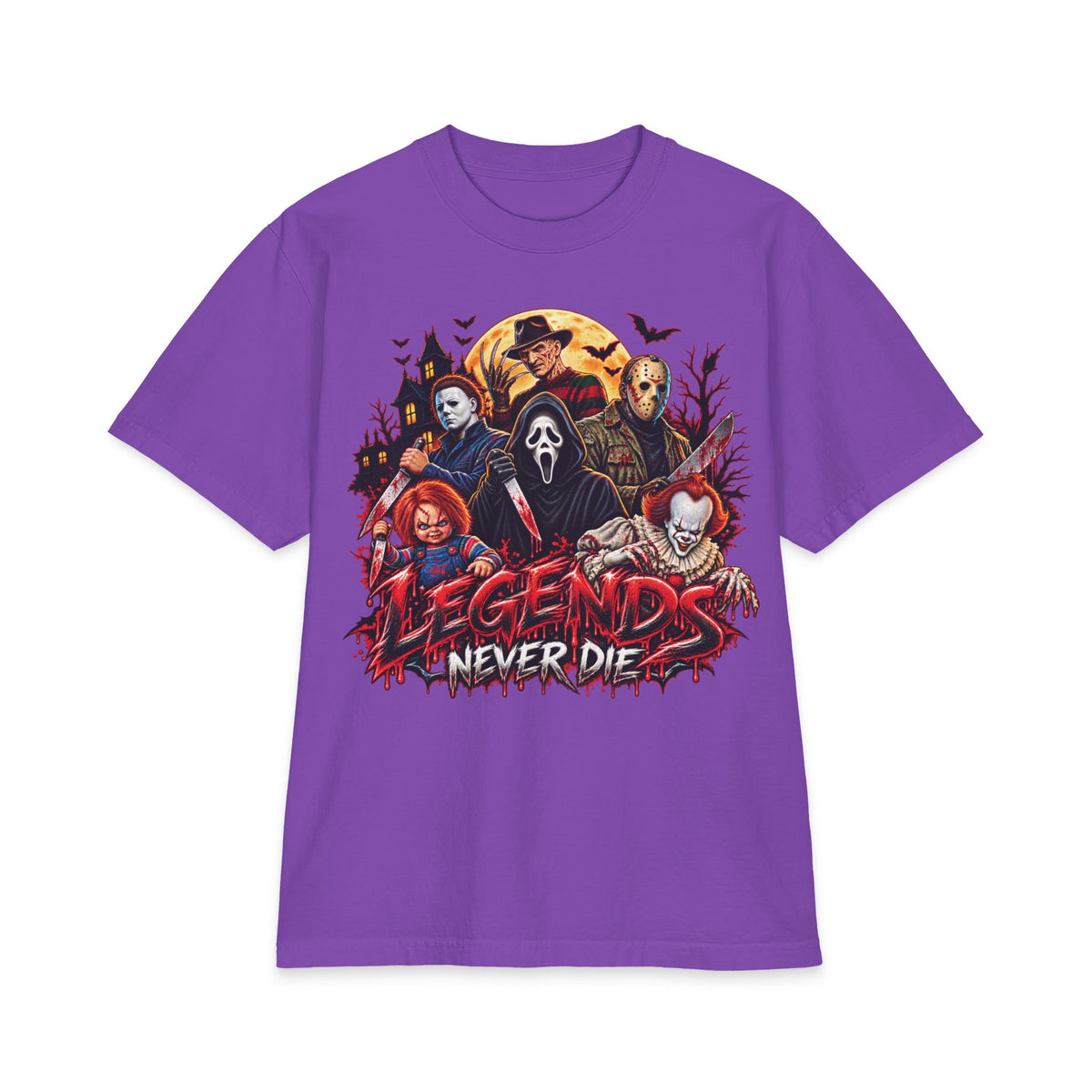 Horror Movie Icons Legends Never Die T-Shirt | Slasher Mask Collage