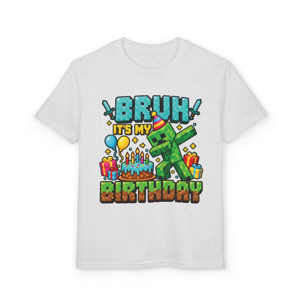 Minecraft-Inspired “Bruh, It’s My Birthday” Youth T-Shirt