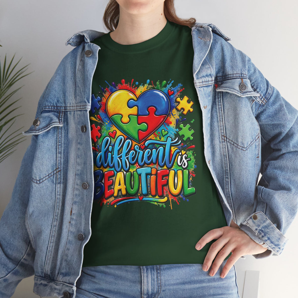 Different Is Beautiful Autism Puzzle Heart T-Shirt | Neurodiversity Awareness Tee