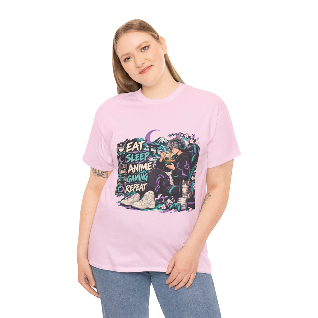 Eat Sleep Anime Gaming Repeat Video Game Graphic T-Shirt