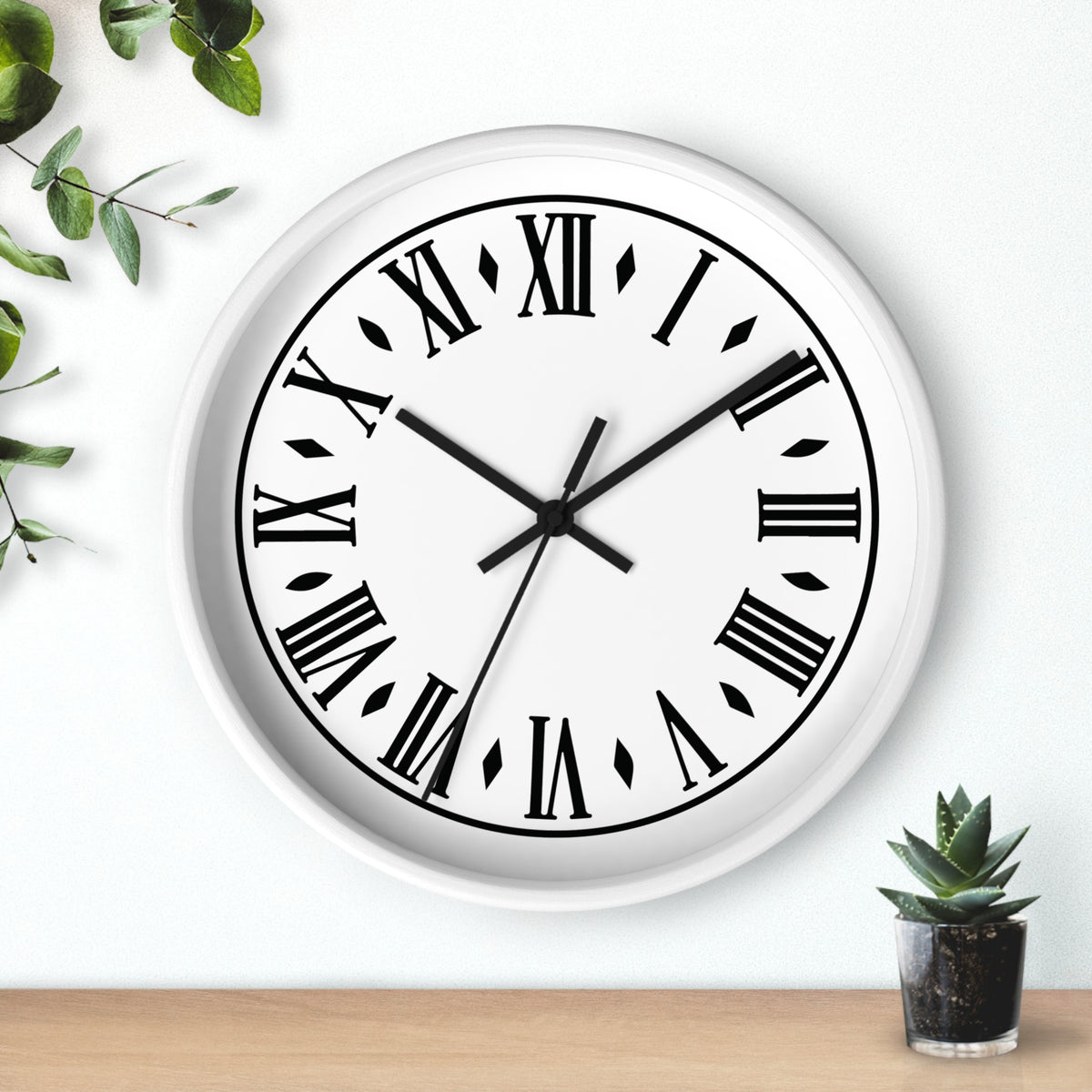 Roman Numeral Clock Wall Clock | Black Frame, Classic Vintage Face