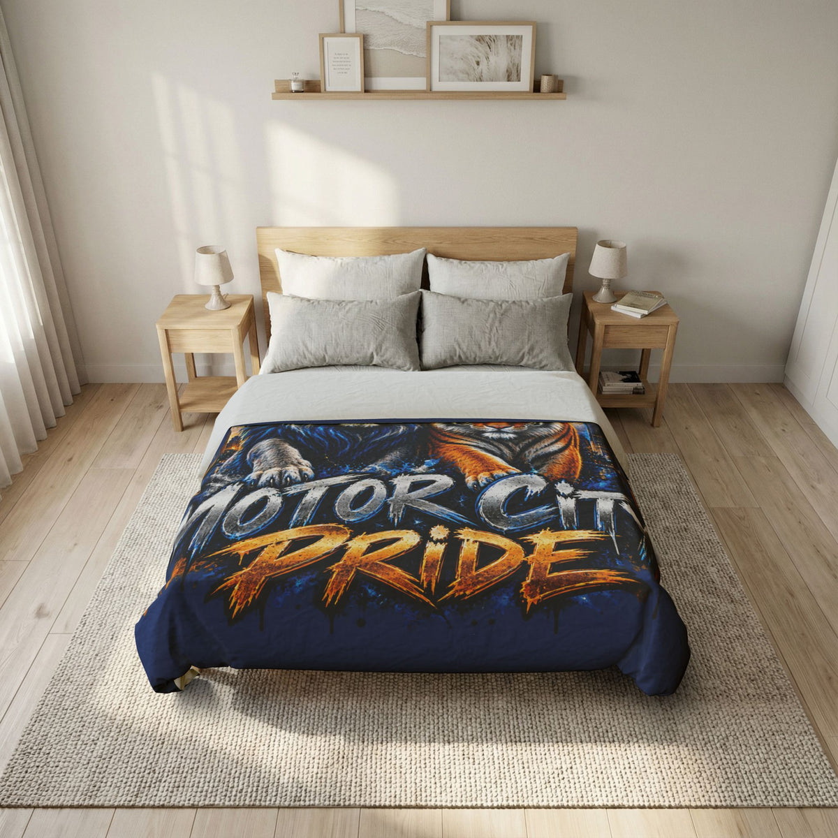 Motor City Pride Lion & Tiger Cotton Duvet Cover