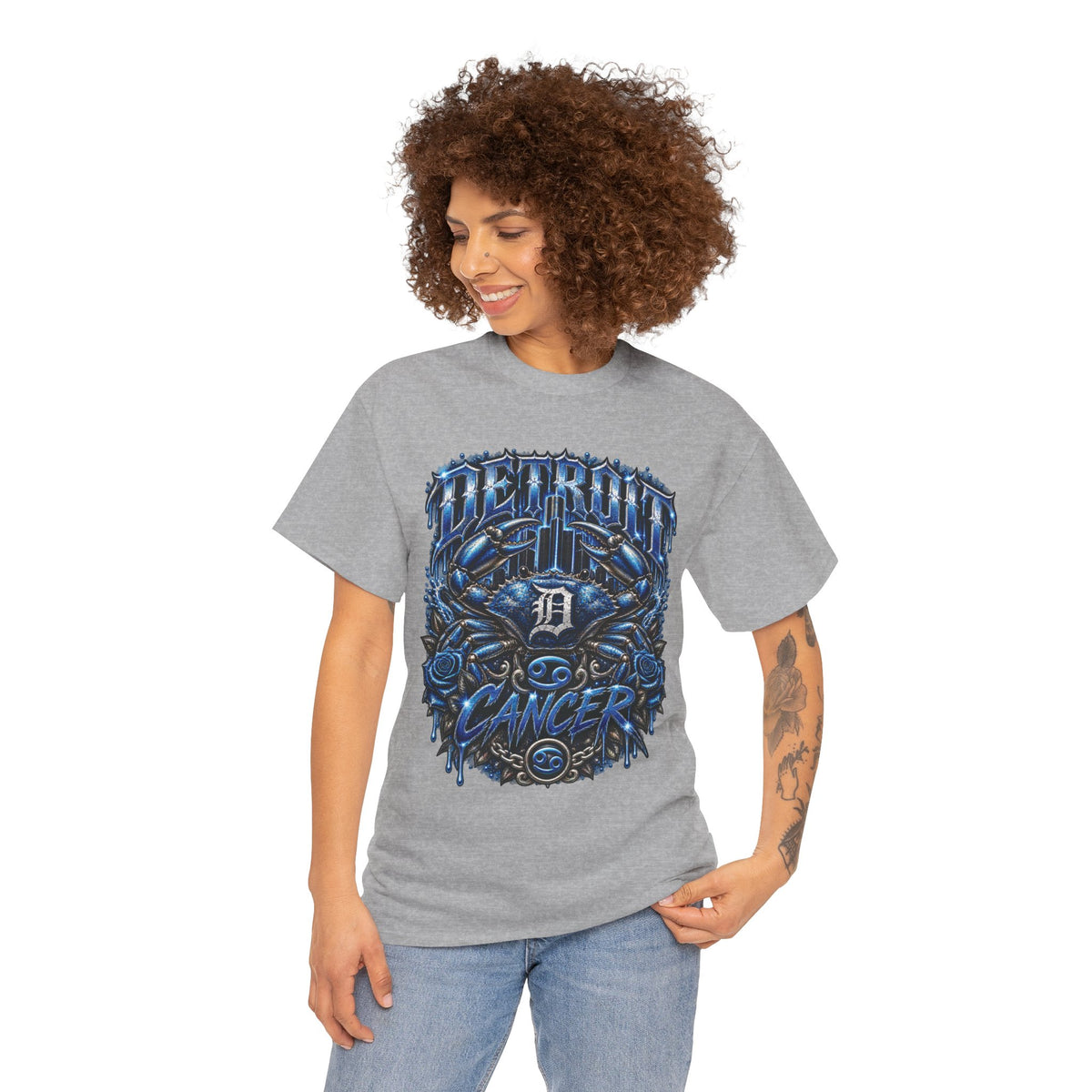 Detroit D Cancer graphic Tee | Blue skulls, Detroit D, streetwear
