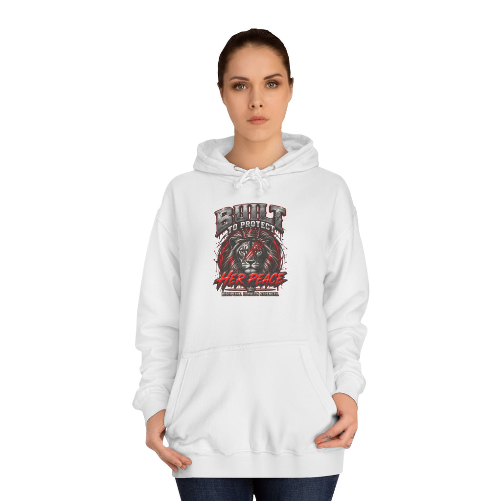 Built to Protect her Peace Couples College Hoodie