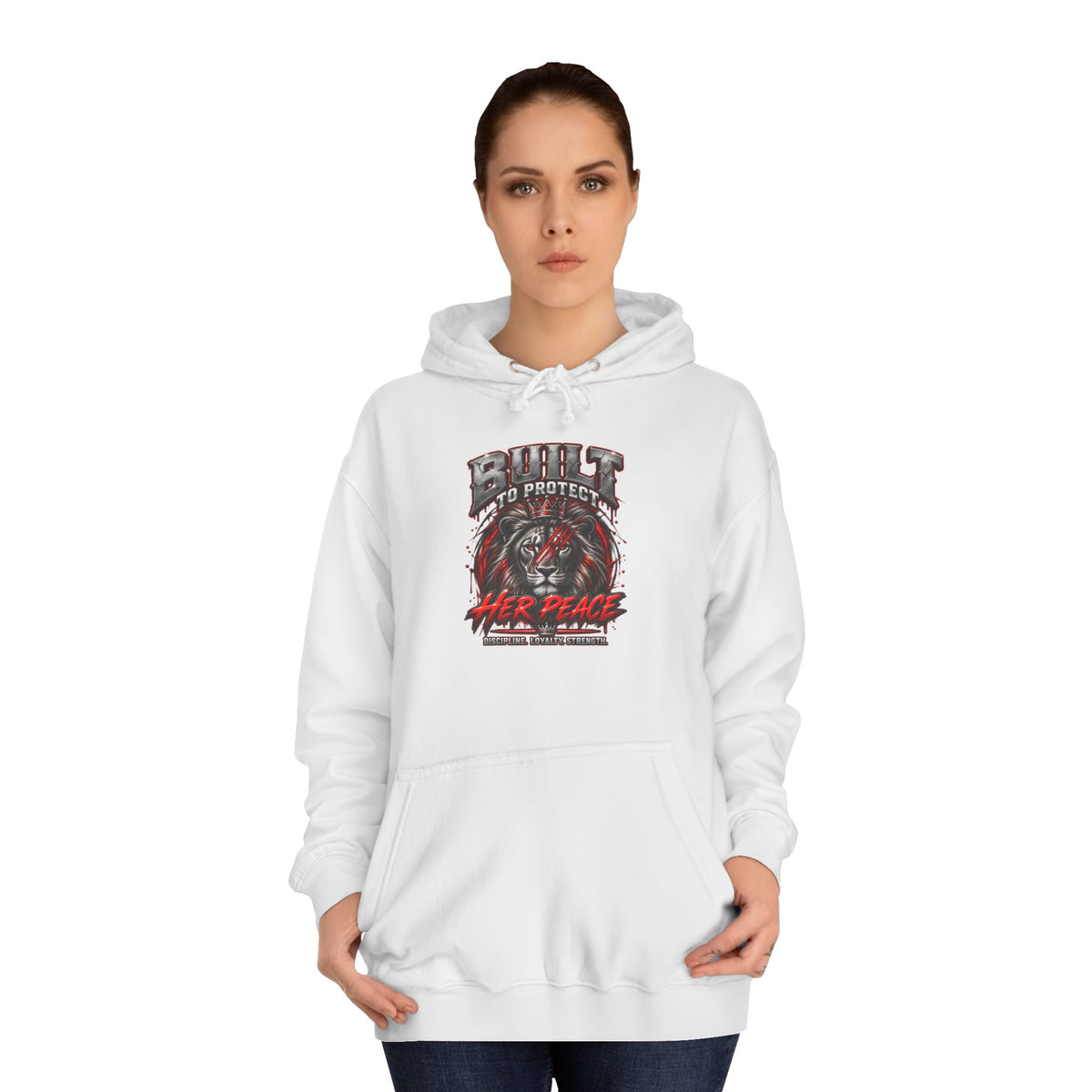 Built to Protect her Peace Couples College Hoodie