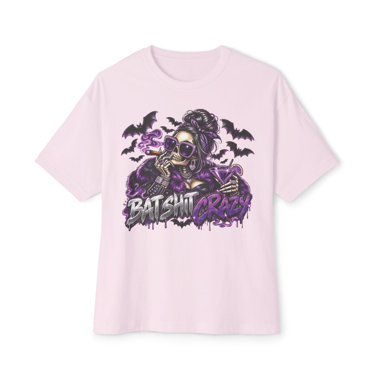 Batshit Crazy Skull Girl Tee | Gothic Bats Halloween Graphic Shirt