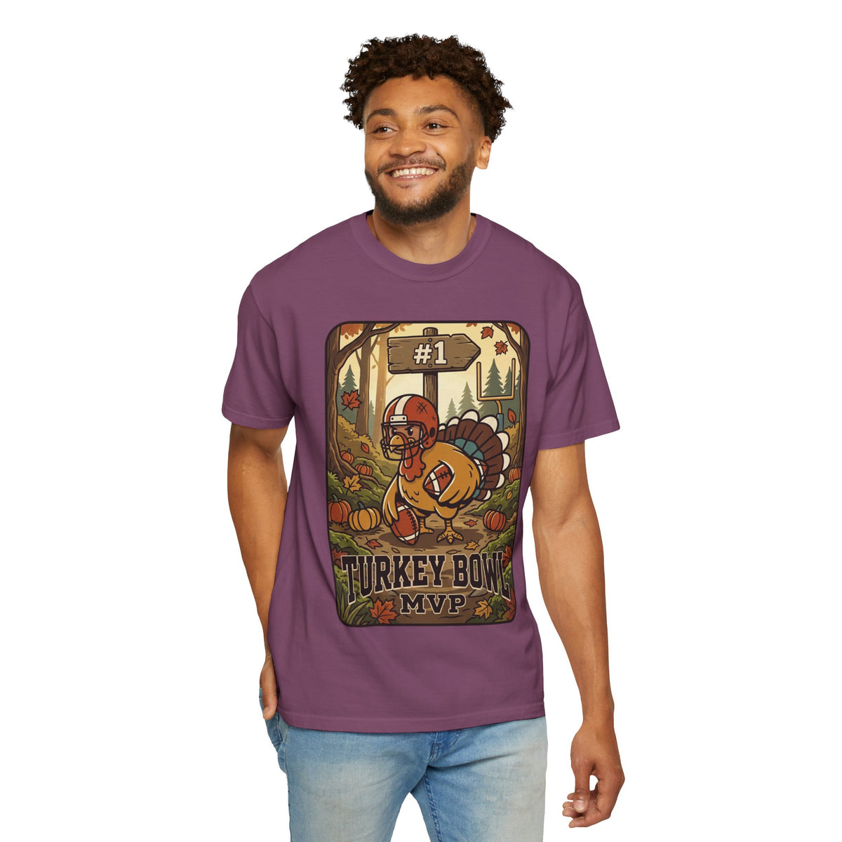 Turkey Bowl MVP T-Shirt | Thanksgiving Football Turkey Illustration