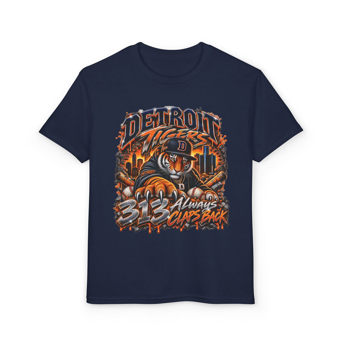 Detroit Tigers Tiger Mascot T-Shirt | 313 Always Claps Back
