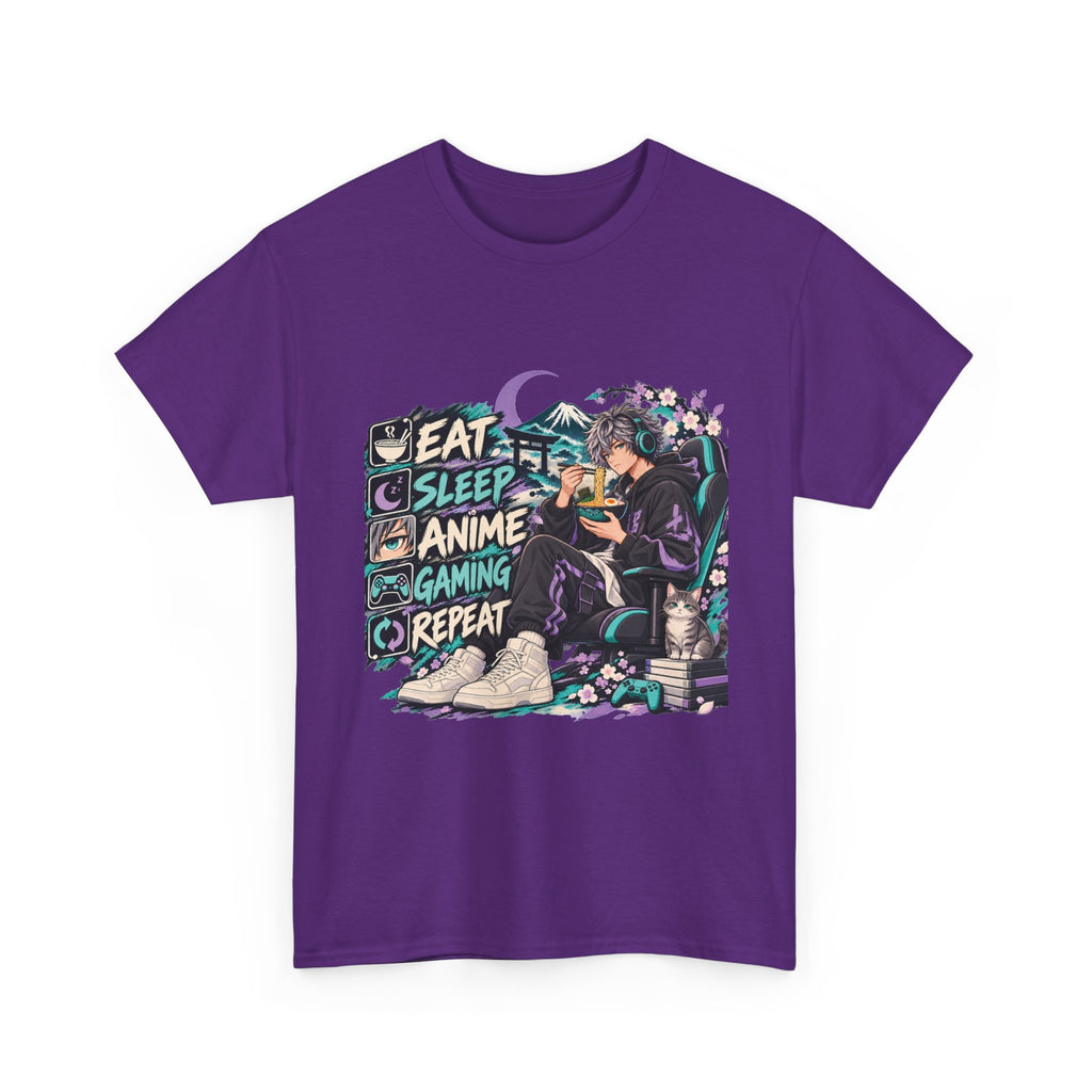 Eat Sleep Anime Gaming Repeat Video Game Graphic T-Shirt