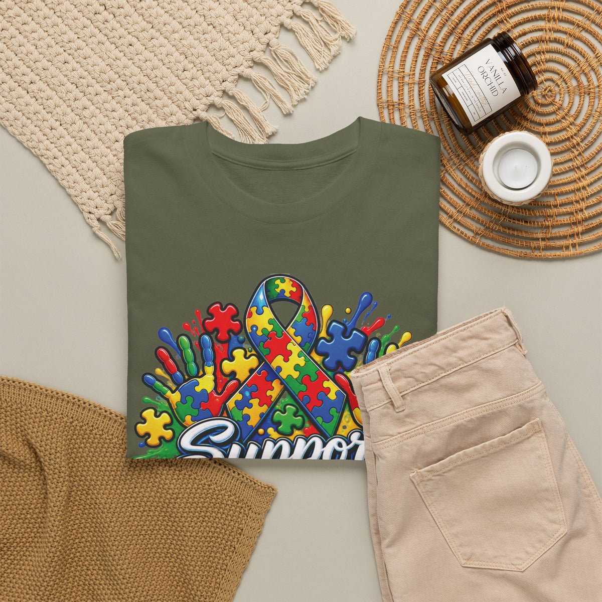 Support Squad T-Shirt | Autism Awareness Ribbon, Puzzle Heart Design